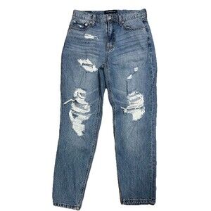 Women's‎ Aeropostale Mom Jean Size 6 Distressed Denim Blue Jeans